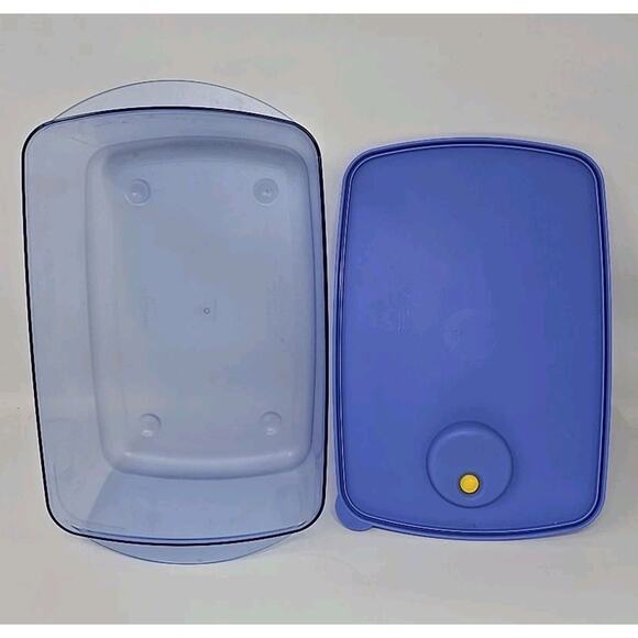 VIntage Tupperware 3380A-1 BLue Rock n Serve Large 3-3/4 Qt Deep Dish & Lid U143 - Picture 7 of 13